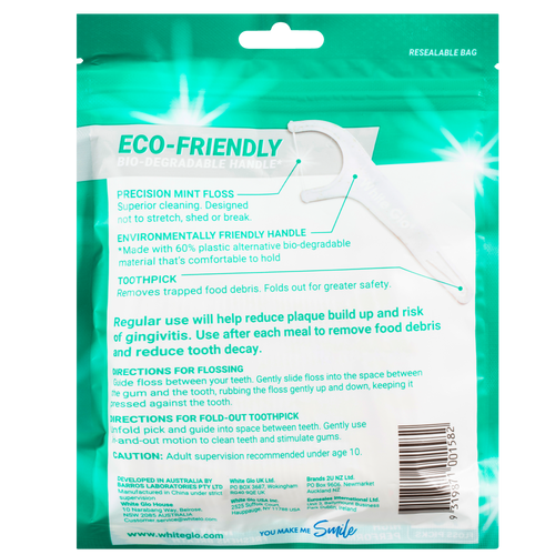 Dental Flosser Picks Eco-Friendly Bio-Degradable Handle 70 Floss Picks Image
