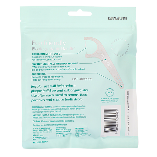 Dental Flosser Picks Eco-Friendly Bio-Degradable Handle 70 Floss Picks Image 
